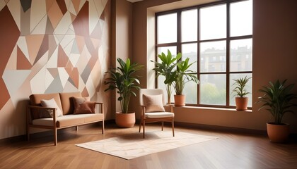 Photo interior modern design room 3d illustration;