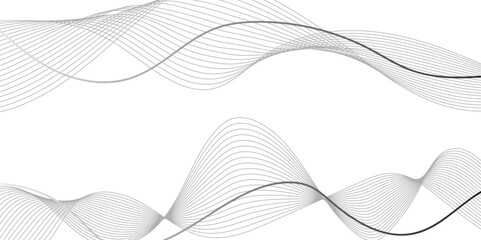 Undulate Grey Wave Swirl, frequency sound wave, twisted curve lines with blend effect. White background wave lines flow abstract vector background for desktop.  Vector design template for cover, 