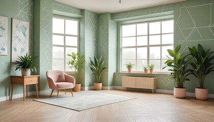 Fototapeta premium Photo interior modern design room 3d illustration;