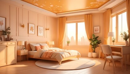Naklejka premium Photo interior modern design room 3d illustration;