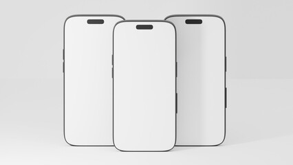 Mockup smart phone 16 new generation and screen Transparent and Clipping Path isolated screen template for Infographic Business web site design app