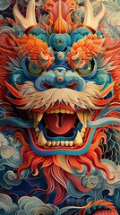 Obraz premium Guardian of the East: A Majestic Chinese Dragon Amidst Swirling Clouds