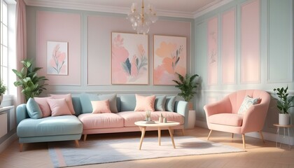 Fototapeta premium Photo interior modern design room 3d illustration;