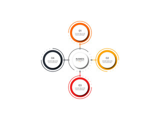 Modern infographic template. Creative circle elements design. Business concept with 4 options, steps, parts.