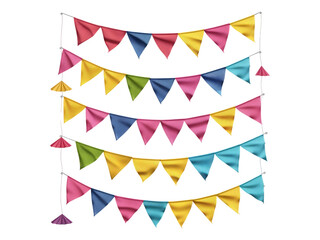 Fototapeta premium Set of colorful party flags. PNG