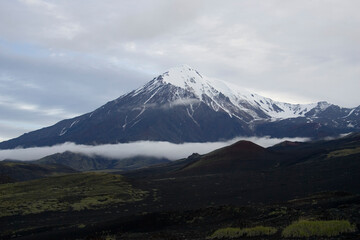 Russia Kamchatka Bolshoy Tolbachik on a cloudy summer day