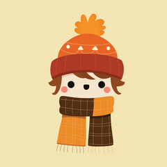 Cute boy in hat and scarf