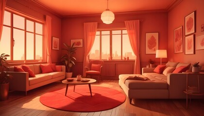 Fototapeta premium Photo interior modern design room 3d illustration;