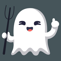 Cute ghost with happy emotion on solid background