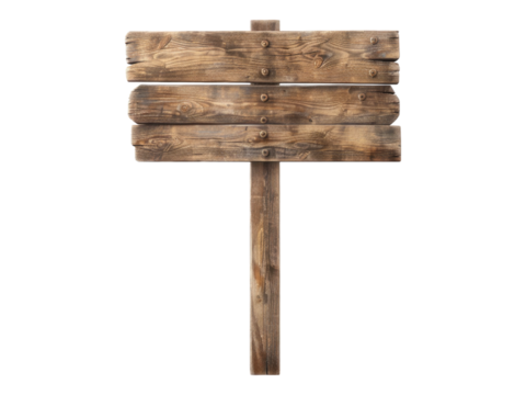 Wooden road sign. PNG