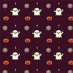 Fototapeta premium Patterns with Cute Ghosts 