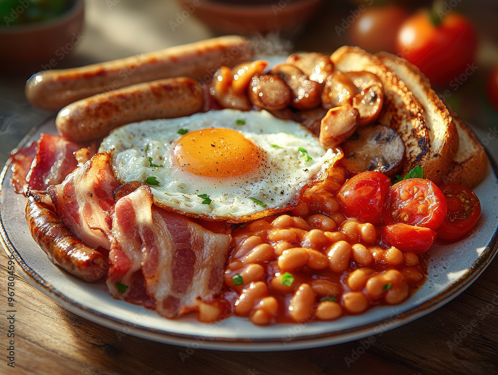 Wall mural a tasty english breakfast. ai generative.