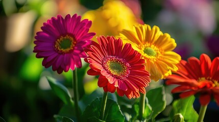 Vibrant flowers basking in natural light, revitalizing the mood and energizing the space.