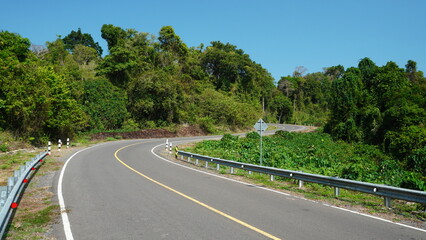 road with its facilities in tropical forest