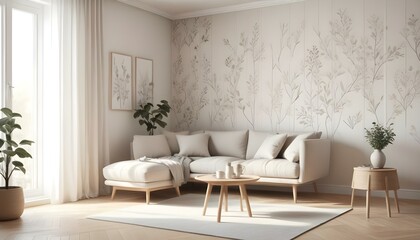 Photo interior modern design room 3d illustration;