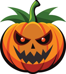 scary Halloween pumpkin face Catton vector illustration