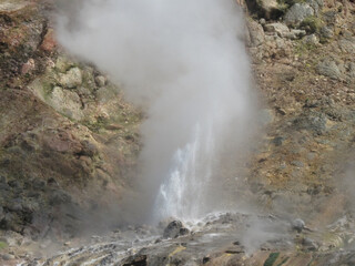 Russia Kamchatka Valley of Geysers on a summer cloudy day
