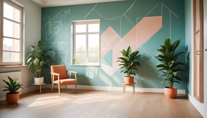 Photo interior modern design room 3d illustration;