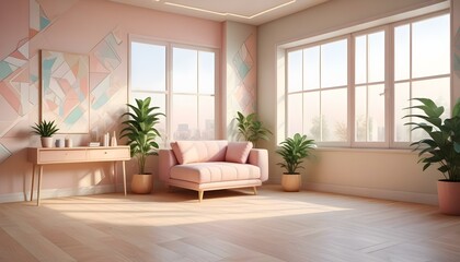 Photo interior modern design room 3d illustration;