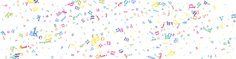 Falling letters of English language. Colorful