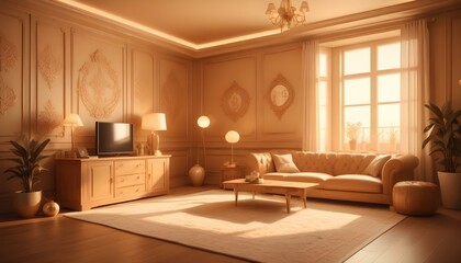 Fototapeta premium Photo interior modern design room 3d illustration;