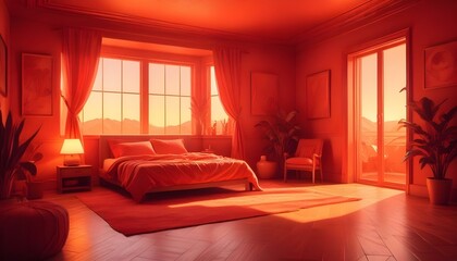 Photo interior modern design room 3d illustration;