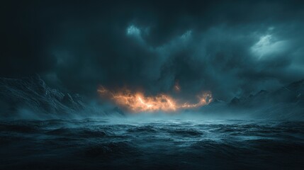Brooding Thunderstorm Dramatic Low Angle View Skyline