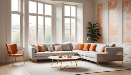 Fototapeta premium Photo interior modern design room 3d illustration;