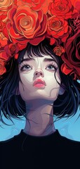 Obraz premium The imaginative and mesmerizing illustrations show the consciousness of the universe. Human profile surrounded by lively, swirling energy, app stack style.