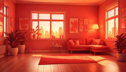 Photo interior modern design room 3d illustration;