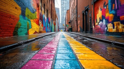 Fototapeta premium Colorful Urban Street Art Mural Vibrant Graffiti Delight