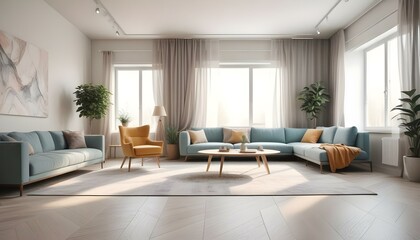 Fototapeta premium Photo interior modern design room 3d illustration;