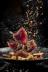 Dramatic Seared Tuna Tataki with Splashing Seasoning