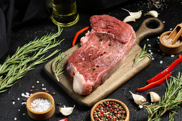 raw beef steak with vegetables