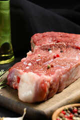 Meat closeup with pepper and salt