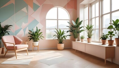 Photo interior modern design room 3d illustration;