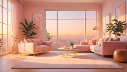 Fototapeta premium Photo interior modern design room 3d illustration;