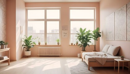 Fototapeta premium Photo interior modern design room 3d illustration;