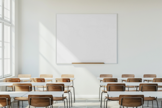 PNG Classroom whiteboard mockup, transparent design