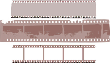 vector set of old Grunge movie beige brown negative retro reel cinema Film strip. editable camera roll effect design