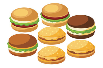 Different types of Sandwich cookie set vector illustration on white background.