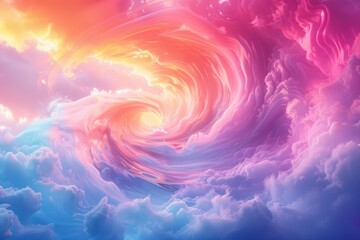 Obraz premium Majestic swirling vortex of vibrant colors in the twilight sky above the horizon
