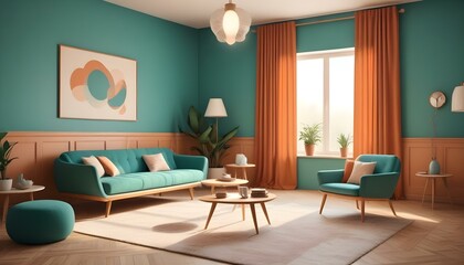 Photo interior modern design room 3d illustration;