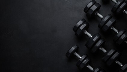 Black Dumbbells on a Dark Background