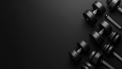 Black Dumbbells on a Dark Background
