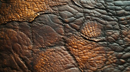 Fototapeta premium Medium shot of a vintage, leather surface, the worn patina and subtle embossed details highlighted in striking detail