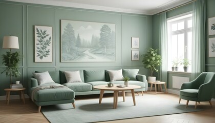 Fototapeta premium Photo interior modern design room 3d illustration;