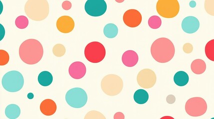 A seamless polka dot pattern with alternating large and small dots in bright colors, creating a fun and playful design
