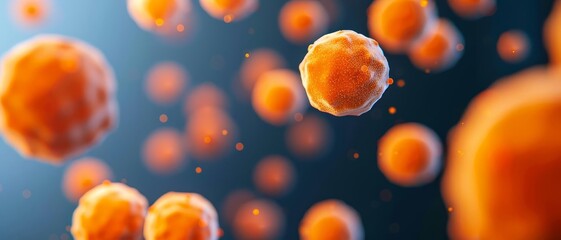 Microscope view of pollen grains, allergy, allergen exposure, copy space for text, focus cover all object, deep dept of field