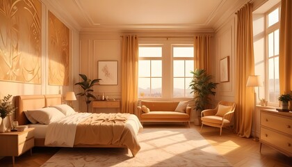 Naklejka premium Photo interior modern design room 3d illustration;